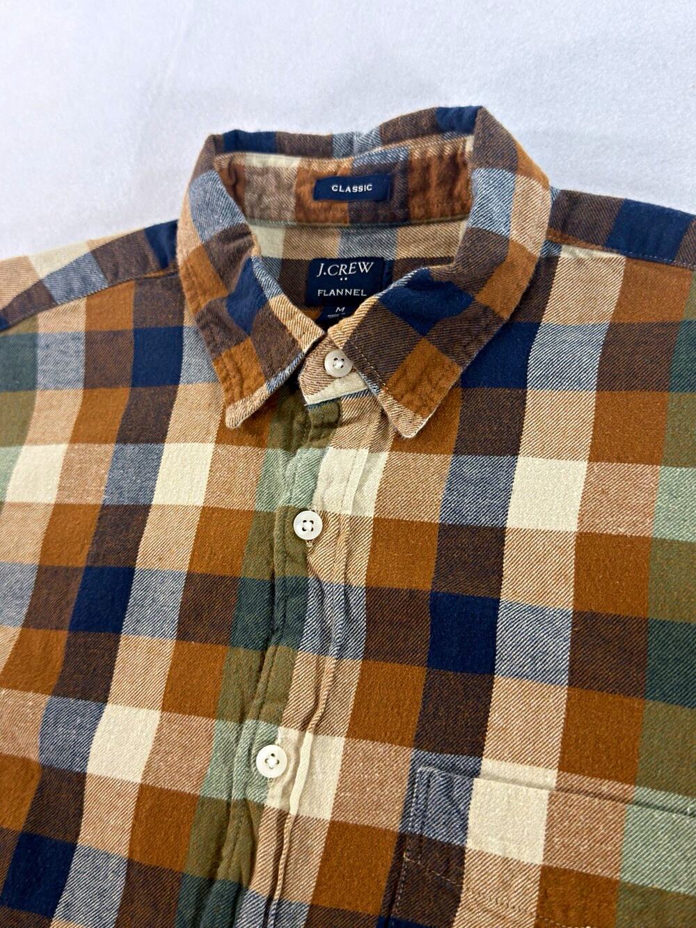 J.Crew Men’s M Classic Fit Brown Plaid 100% Cotton Flannel Shirt